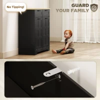 HOMCOM 13 Gallon Tilt Out Garbage Cabinet, Kitchen Island with Trash Cabinet, 2 Drawers, Door Racks, Adjustable Shelves, Black(m-7)