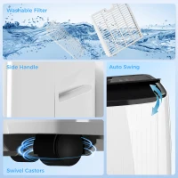 HOMCOM 14000 BTU 5-in-1 Portable Air Conditioner with Cool, Heat, Dehumidifier, Fan, Sleep, WiFi Voice Control, White(m-10)