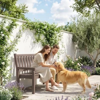 Outsunny 2-Person Garden Bench, HDPE Outdoor Bench with 530 lbs Capacity, Curved Seat for Backyard, Park, Porch, Lawn, Brown(m-9)