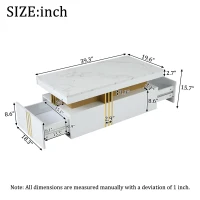 Minimalist Coffee Table with 2 Drawers and High-Gloss Finish, Multi-Use Side Table for Living Spaces, 39.5'' L x 19.5'' W x 15.5'' H, White(m-3)