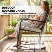 Outsunny 3 Pieces Rocking Bistro Set Outdoor Patio Furniture Set with Cushions, Glass Coffee Table for Balcony, Cream White(m-4)