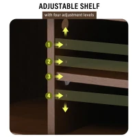 Stylish TV Stand with Rounded Corners and Oval Top, Versatile TV Cabinet for Living Room, 69" L x 15.5" W x 16.5" H, Dark Oak(m-7)