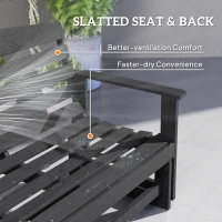Outsunny Patio Glider Bench w/ HDPE Slatted Double Rocking Chair, Distressed Black(m-7)