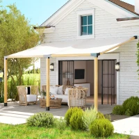 Outsunny Pergola Kit, 15° Slanted Pergola Brackets w/ 4-Way/3-Way Brackets, Post Bases, Wall Mounts for 3.6" X 3.6" Lumber, Black(m-10)