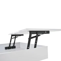 Rotating Lift-Top Coffee Table with Height-Adjustable Top, Space-Saving Side Table with Hidden Storage, 27.5'' L x 27.5'' W x 17.5'' H, White(m-8)