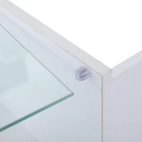 Lift-Up Coffee Table with App-Controlled LED Light and Half Glass Top, Modern Center Table for Living Room, 39.5" L x 19.5" W x 13" H, White(m-11)