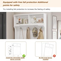 Space‑Saving Coat Rack with 4 Hooks and Top Open Shelf, Multifunctional Cabinet for Compact Homes, 40'' L x 18.5'' W x 72'' H, White(m-6)