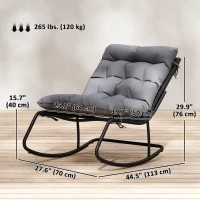 Outsunny Outdoor Rocking Chair, Oversized Rocking Patio Chair with 25" Extra Wide Mesh Seat and Cushion, Dark Grey(m-3)