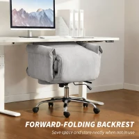 HOMCOM High Back Office Chair, Reclining Desk Chair with Footrest, High Resilience Foam, Rolling Wheels, Light Taupe Gray(m-10)