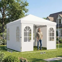 Outsunny 9.6 x 9.6 ft Pop Up Canopy Tent with Sidewalls, One Push Setup, UPF50+ Portable Instant Canopy Shelter, White(m-3)