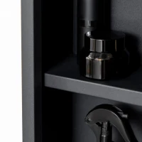 kleankin Wall-Mounted Medicine Cabinet with Mirror, Stainless Steel Bathroom Mirror Cabinet Wall Mounted with Storage Shelves for Living Room and Laundry Room, Black(m-9)