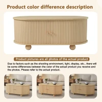 Wood Oval Coffee Table with Space-Saving Design, Stylish Center Table with Hidden Compartment, 39.5" L x 19.5" W x 15.5" H, Wood(m-4)