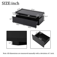 High-Gloss Coffee Table with App-Controlled LED Ambient Lighting, Functional Center Table for Living Room, 37.5" L x 17.5" W x 13.5" H, Black(m-3)