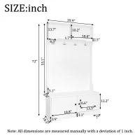 Space‑Saving Coat Rack with 4 Hooks and Top Open Shelf, Multifunctional Cabinet for Compact Homes, 40'' L x 18.5'' W x 72'' H, White(m-3)