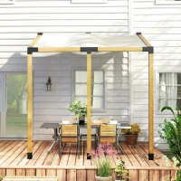 Outsunny Pergola Kit, 15° Slanted Pergola Brackets w/ 4-Way/3-Way Brackets, Post Bases, Wall Mounts for 3.6" X 3.6" Lumber, Black(m-9)