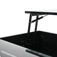 Lift-Up Coffee Table with App-Controlled LED Lighting, Space-Saving Center Table for Compact Homes, 31.5'' L x 31.5'' W x 17.5'' H, Black(m-11)