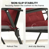 Outsunny Patio Chair Cushions Set of 4, Waterproof Non-Slip Lounge Chair Cushions, 44"x21", Wine Red(m-6)