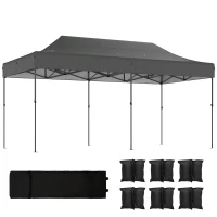 Outsunny 10 x 20 ft Pop Up Canopy Tent, Heavy Duty UPF50+ Outdoor Portable Instant Canopy Shelter with Wheeled Bag, Dark Gray(m-11)