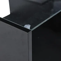 Lift-Up Coffee Table with App-Controlled LED Light and Half Glass Top, Modern Center Table for Living Room, 39.5" L x 19.5" W x 13" H, Black(m-9)