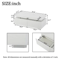 High-Gloss Coffee Table with App-Controlled LED Ambient Lighting, Functional Center Table for Living Room, 37.5" L x 17.5" W x 13.5" H, White(m-3)