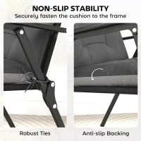 Outsunny Patio Chair Cushions Set of 4, Waterproof Non-Slip Lounge Chair Cushions, 44"x21", Dark Grey(m-6)