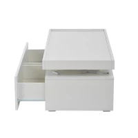 High-Gloss Coffee Table with App-Controlled LED Ambient Lighting, Functional Center Table for Living Room, 37.5" L x 17.5" W x 13.5" H, White(m-12)