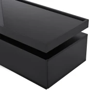 High-Gloss Coffee Table with App-Controlled LED Ambient Lighting, Functional Center Table for Living Room, 37.5" L x 17.5" W x 13.5" H, Black(m-7)