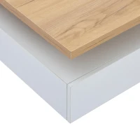 Square Rotating Coffee Table with Double-Layer Storage, Multi-Use Center Table for Living Area, 27.5'' L x 27.5'' W x 14'' H, White+Oak(m-8)