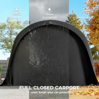 Outsunny 12' x 23.6' Heavy Duty Carport, UPF50+ Portable Garage Car Canopy Tent with Galvanized Frame, Large Door, Dark Gray(m-4)