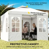 Outsunny 9.6 x 9.6 ft Pop Up Canopy Tent with Sidewalls, One Push Setup, UPF50+ Portable Instant Canopy Shelter, White(m-4)