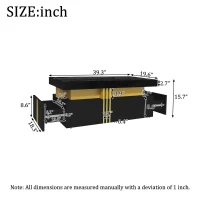 Minimalist Coffee Table with 2 Drawers and High-Gloss Finish, Multi-Use Side Table for Living Spaces, 39.5'' L x 19.5'' W x 15.5'' H, Black(m-3)