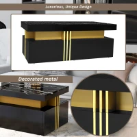 Minimalist Coffee Table with 2 Drawers and High-Gloss Finish, Multi-Use Side Table for Living Spaces, 39.5'' L x 19.5'' W x 15.5'' H, Black(m-5)