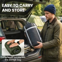 Outsunny Double Sleeping Bag for Adults, Queen Size 2 Person Sleeping Bag with 2 Pillows, for Cold Weather & Warm, Green(m-9)