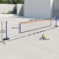 Soozier Portable Volleyball Net Set Outdoor, Volleyball Training Net with 21-27ft Adjustable Length, Volleyball, Air Pump(m-3)