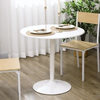 HOMCOM Modern Kitchen Table for 2 People, Round Dining Table with Steel Base for Living Room, Dining Room, White(m-6)