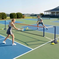 Soozier Portable Volleyball Net Set Outdoor, Volleyball Training Net with 21-27ft Adjustable Length, Volleyball, Air Pump(m-10)