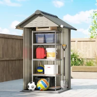 Outsunny Outdoor Storage Shed with Lockable Door, Metal Garden Shed with 4 Vents for Backyard Patio(m-10)