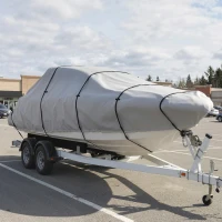 Outsunny 20-21 Ft Trailer Boat Cover, 3000mm Waterproof Universal Boat Cover with Quick-Fasten Buckles, Light Grey(m-10)