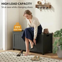 HOMCOM Storage Trunk with 2 Safety Hinges, Modern Entryway Bench with Side Handles, Storage Chest for Living Room, Black(m-7)