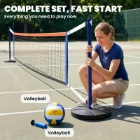 Soozier Portable Volleyball Net Set Outdoor, Volleyball Training Net with 21-27ft Adjustable Length, Volleyball, Air Pump(m-7)