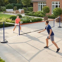 Soozier Portable Volleyball Net Set Outdoor, Volleyball Training Net with 21-27ft Adjustable Length, Volleyball, Air Pump(m-9)