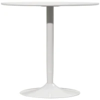 HOMCOM Modern Kitchen Table for 2 People, Round Dining Table with Steel Base for Living Room, Dining Room, White(m-2)