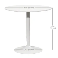HOMCOM Modern Kitchen Table for 2 People, Round Dining Table with Steel Base for Living Room, Dining Room, White(m-3)