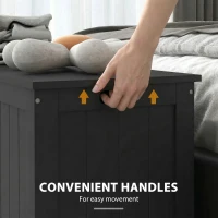 HOMCOM Storage Trunk with 2 Safety Hinges, Modern Entryway Bench with Side Handles, Storage Chest for Living Room, Black(m-6)