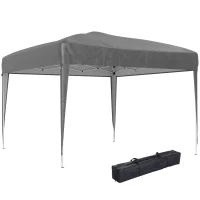 Outsunny 10 x 10ft Folding Pop Up Tent Outdoor Gazebo Canopy with Carrying Bag, Grey(m-11)