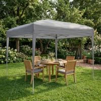 Outsunny 10 x 10ft Folding Pop Up Tent Outdoor Gazebo Canopy with Carrying Bag, Grey(m-1)