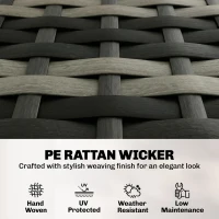 Outsunny 4 Piece Wicker Patio Furniture Set, Outdoor Furniture Conversation Set with Loveseat, Chairs, 2 Tier Table, Dark Grey(m-5)