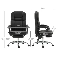 Vinsetto 6 Point Vibration Massage Office Chair, PU Leather Reclining Computer Chair with Adjustable Height, Black(m-3)