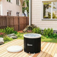Outsunny Ice Bath Tub for Athletes, 71 Gal Cold Plunge Tub with Cover, Pump, Portable Multiple Layered Inflatable Ice Barrel(m-8)