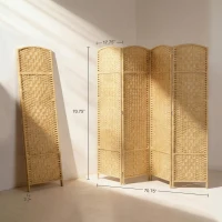 HOMCOM Folding Room Divider Screen 4 Panel 6' Tall Privacy Screen Freestanding Wood Partition for Home Office, Nature Wood(m-3)